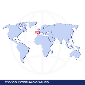 Mapa mundial de envíos internacionales de IML World Car con sede central en España para distribución global de productos de automoción.