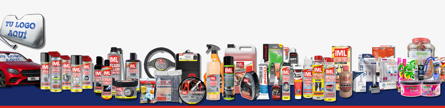 Gama completa de productos de automoción mayorista IML World Car: aditivos, limpieza y mantenimiento.