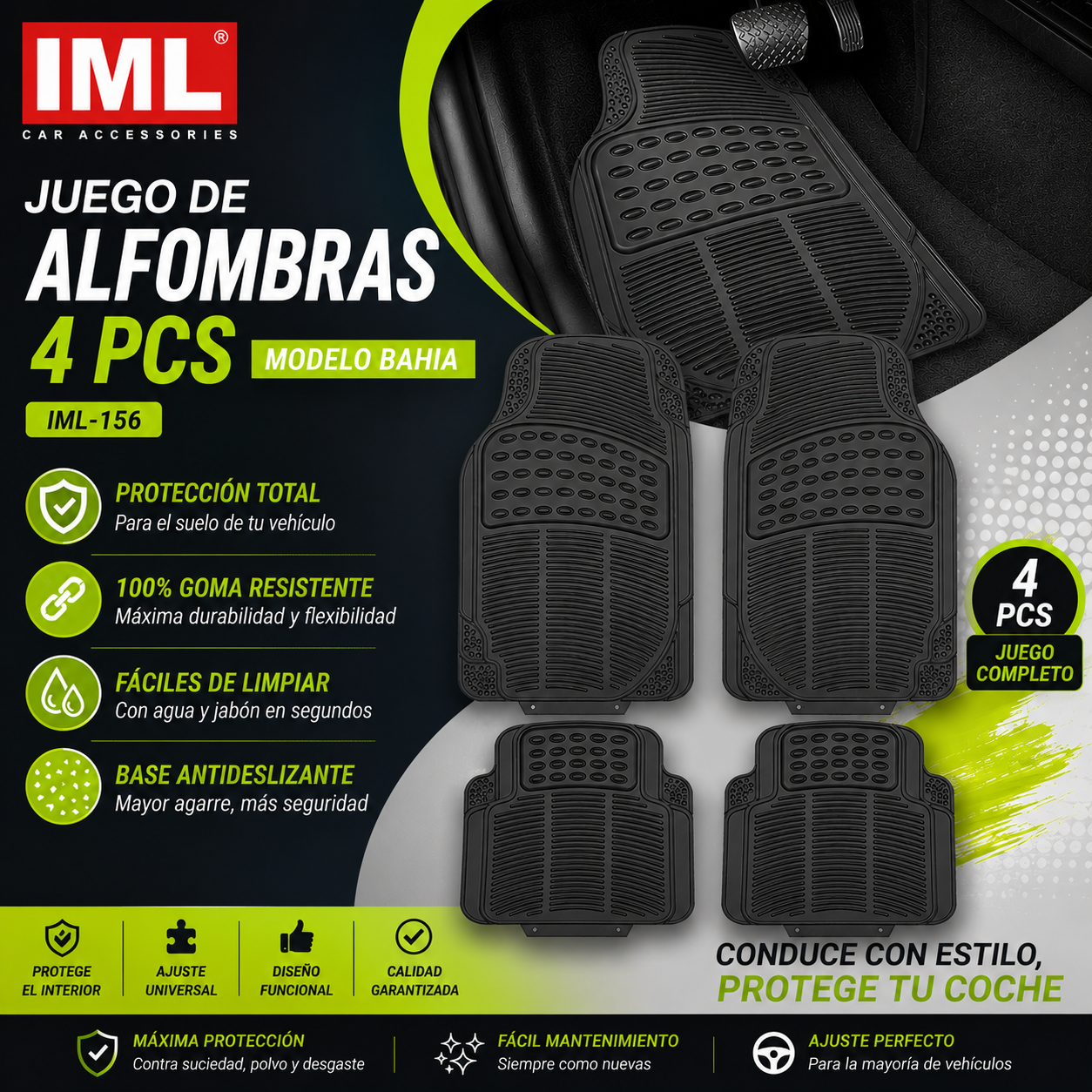 Juego de Alfombras de Goma Bahía para Coches 4 Piezas - Imagen 2