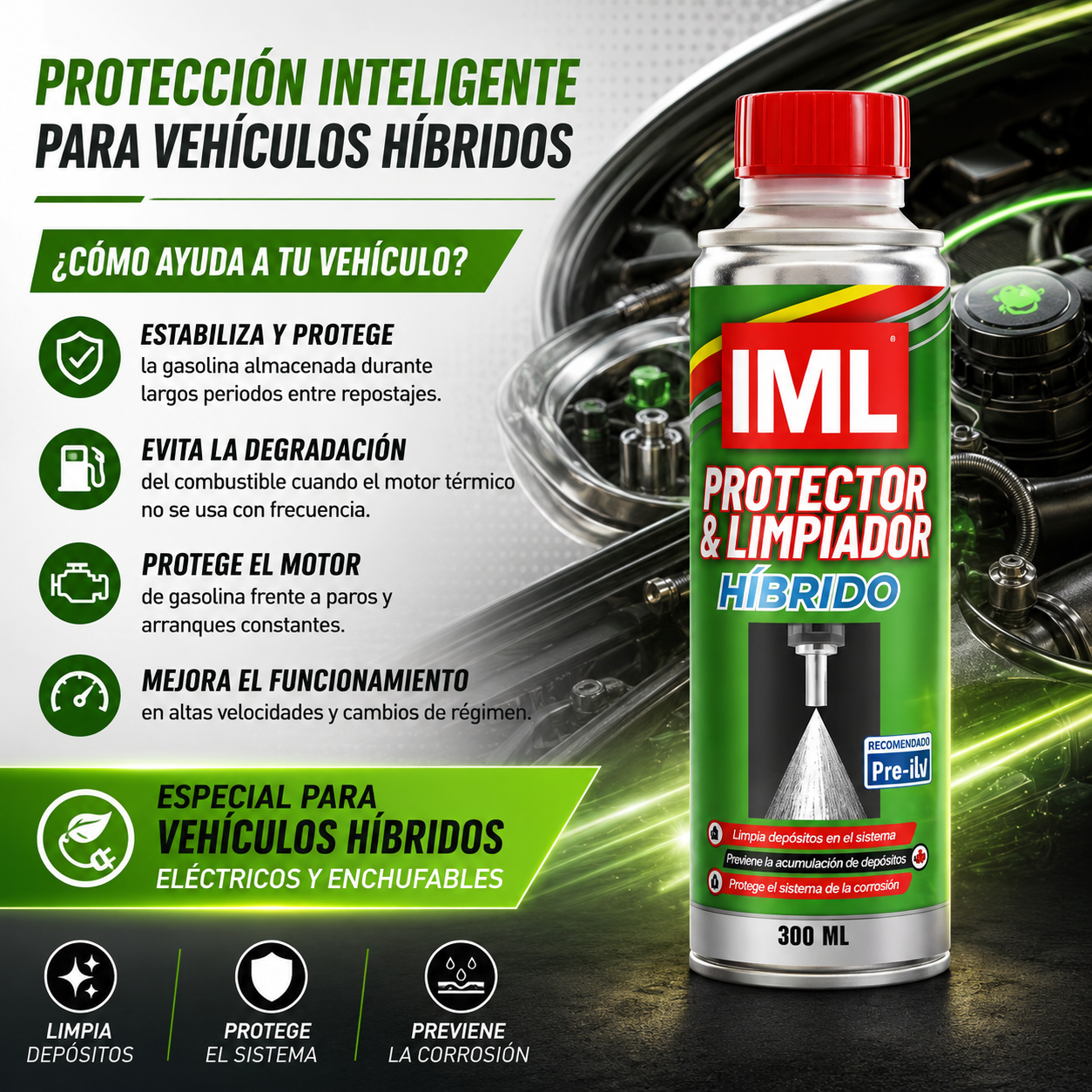 LIMPIADOR PROTECTOR INYECTORES HIBRIDOS 300ML - Imagen 2