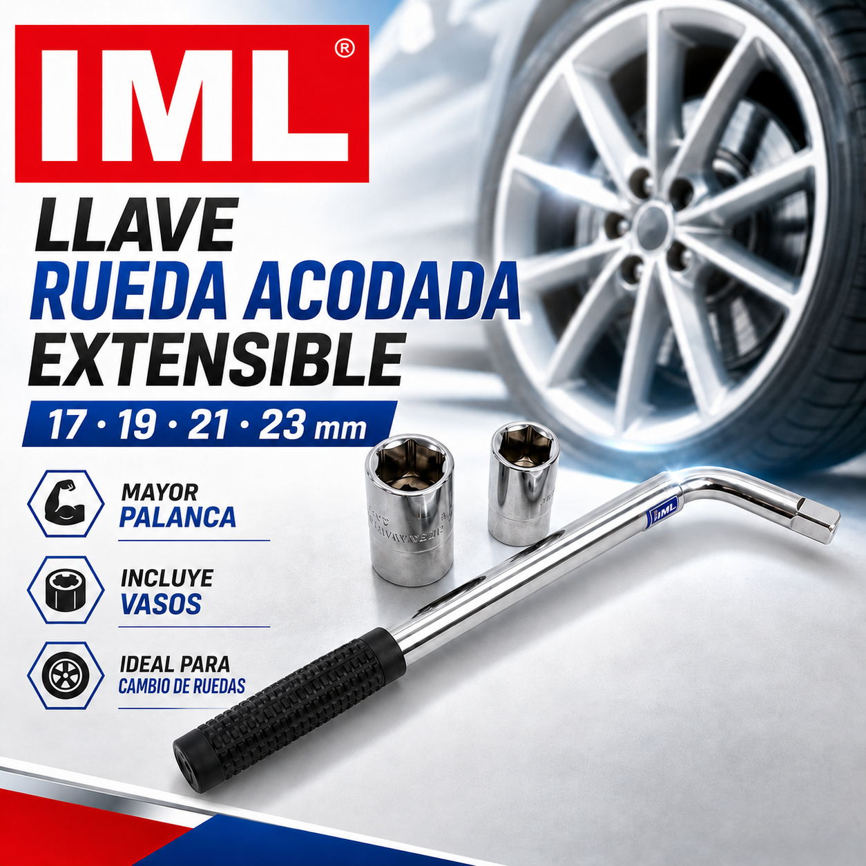 Llave de Rueda Acodada 17-19-21-23 mm TW - Imagen 2