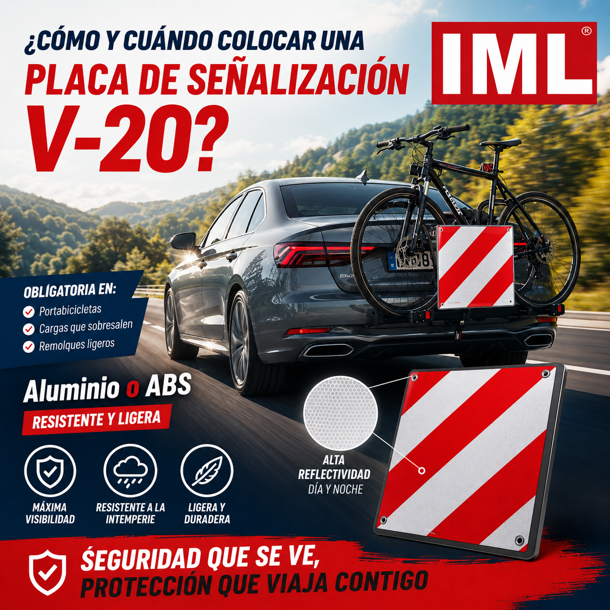 V-20 ABS PLACA DE SEÑALIZACIÓN DE CARGA 50X50 HOM - Imagen 2