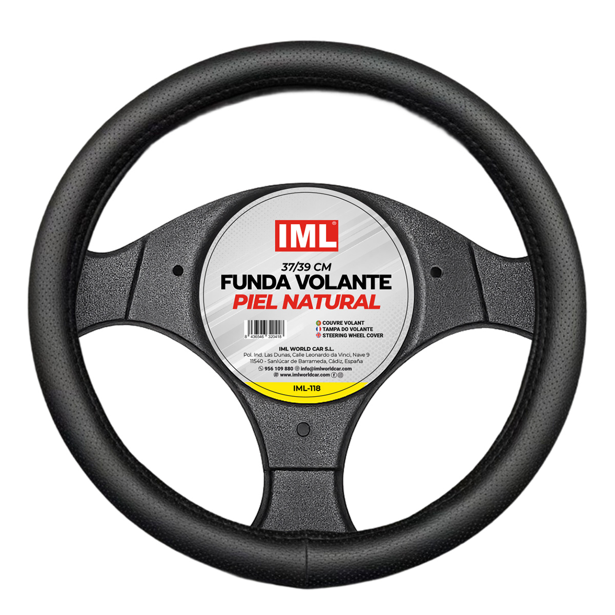 Funda de Piel Natural para Volante 37-39 cm